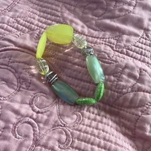 Handmade Green and Yellow Spiral Bead Bracelet